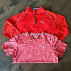 Under Armour Red Quarter-Zip and V-Neck Tops